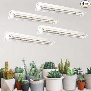 Lot de 4 lampes LED T5 &agrave; spectre complet de 42 cm pour culture de plantes, avec r&eacute;flecteur et guirlande lumineuse pour semis et &eacute;tag&egrave;res de culture - Neuf