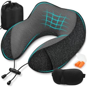 Kalanka-Oreiller De Voyage En Mousse &Agrave; M&eacute;moire De Forme, Coussin De Nuque Pour Voyage, Confortable Coussin Voyage Ergonomique, Support De Nuque Orthop&eacute;dique Pour Voyage, Voiture, Avion - Neuf