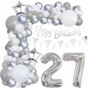AYUHR-28 Ans anniversaire Décoration Gris 28 Ans Ballon Guirlande Argent Décoration 28 Ans Femme anniversaire Gris Argent 28 Ans anniversaire Décoration Homme 28 Ans anniversaire Arche Ballon Gris - Neuf