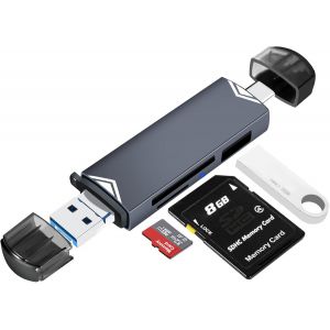 KALANKA-Lecteur Carte SD 3 en 1, Adaptateur Triple Port USB (A/C/Micro) pour MMC/TF/SDXC/SDHC/Micro SDXC, Compatibile vers iPhone 16/15, iPad Pro, Galaxy S24/S23, MacBook, PC et Tablet - Neuf
