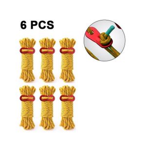 Lot De 6 Cordes Réfléchissantes Ultralégères Avec Tendeurs En Aluminium ¿ Cordes De Camping Durables De 4 Mm Pour La Randonnée, Le Sac À Dos Et Les Activités De Plein Air - Neuf