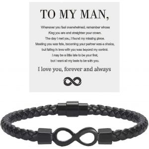 &Agrave; Mon Homme,Bracelet En Cuir Infini Mari Cadeaux De Femme Je T'aime Pour Toujours Et Toujours Bracelet Petit Ami Anniversaire No&euml;l P&egrave;res G - Neuf