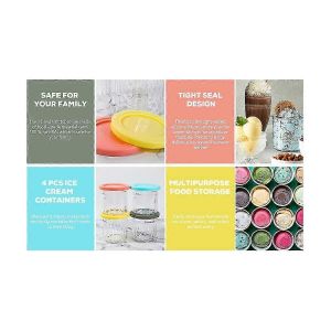 Gobelets &Agrave; Cr&egrave;me Glac&eacute;e De 16 Oz Avec Couvercles Pour Desserts Glac&eacute;s,Contenants R&eacute;utilisables Compatibles Avec Les Sorbeti&egrave;res Commerciales (S&eacute;rie Nc299amz) - Neuf