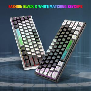 TIANYI-Mini 60% Clavier de Jeu, Câblé USB Gaming Keyboard, Rétroéclairé RGB Clavier Semi-Mécanique à Membrane Portable Compact 62 Touches Double Color Keycaps QWERTY pour PC, Mac, Laptop-Blanc & Noir - Neuf