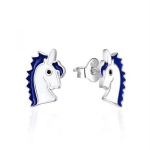 Boucles D'oreilles En Argent Avec Licornes Émaillées Agt-Ed006p - Neuf