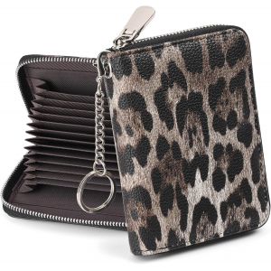 Portefeuille Femme Petit Porte Cartes de Cr&eacute;dit Femme avec Protection RFID Petit Porte Carte Portmonee avec 16 Compartiments Porte Cartes Porte Monnaie Cuir avec Fermeture Eclair et Portecl&eacute;s - Neuf