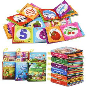 JGD-Lot de 6 Livre Bebe en Tissu Doux, Livres D'&eacute;veil, Livres en Tissu Doux pour b&eacute;b&eacute;, Jouet Educatif Sonore Book, Bebe Livre Sensoriel pour Enfants Bambin B&eacute;b&eacute;(Anglais) - Neuf