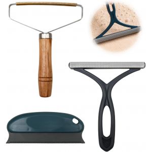 Kalanka-3 Pi&egrave;ces Rasoir Anti-Bouloche Manuel Avec Brosse Anti-Poils Pour Animaux, Brosse Anti Poils Animaux, Retire Poils De Chien Et Chat, Lint Remover Portable Pour V&ecirc;tements Manteaux Tapis Sofa Ca - Neuf