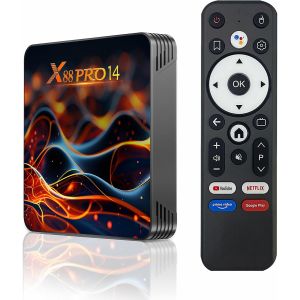 MEVRONISSHOP-TV Box Android 14.0,X14 Pro Smart TV Box 2Go RAM 16Go ROM RK3518 Quad-Core 64bit Cortex-A53 Mali 450 MP2 GPU Support BT5.0 4K 3D 1080P 2.4/5.0GHz WiFi 10/100M Ethernet DLNA HDMI2.0 USB3. - Neuf