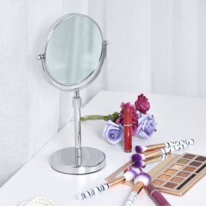 HJLIAN Miroir retractable double face haute definition de 6 pouces, miroir de maquillage rotatif reglable en hauteur - Neuf