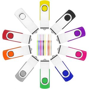 Clé USB 2Go,Lot de 10 Cle USB 2 Go,Fesaymi Clef USB 2.0 Mémoire Stick Flash Drive Rotation Disque de Stockage Externe - Neuf