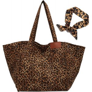 Sac fourre-tout imprimé léopard Sac à main en toile Sac à bandoulière pour femme Grand sac à bandoulière Personnalités Sac à main élégant Sac à main tendance pour femme.[A158] - Neuf