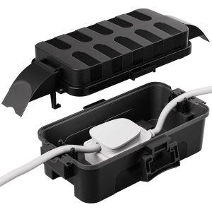 Bo&icirc;te &agrave; c&acirc;bles &eacute;tanche IP55 avec cache-bouclier amovible, bo&icirc;te &eacute;lectrique r&eacute;sistante aux intemp&eacute;ries pour rallonge, prises de jardin, minuterie ext&eacute;rieure (15 cm x 8,1 cm x 4,5 cm) Noir - Neuf