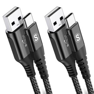 KAL-Lot de 2 c&acirc;bles 2M USB C de type C en nylon pour Samsung Galaxy S10 S9 S8 Plus, Note10, Note9, M31, M30s, M20, A20e, A71, A51, A50, A40, A10e, A7, Mi9, Mi8, Redmi Note8 Pro LG G7. - Neuf