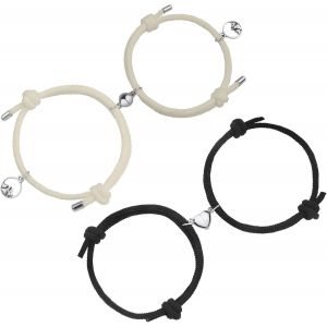 Eryi-Bracelet De Couple Magnétiques, Ensemble Bracelet De Couple Bracelet Aimanté Réglable Bracelet D'amitié Attraction Mutuelle Tressé Corde Bracelet Couple Pour Meilleurs Amis, Copines, Soeurs - Neuf