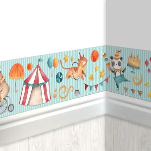 ERYI-Bordure Enfant Cirque | Bordure Chambre Enfant | Papier Peint Enfant | Embellir Les Murs Et Les Chambres À Thème | Décoration Murale Garçon Et Fille - Set 3 - Neuf