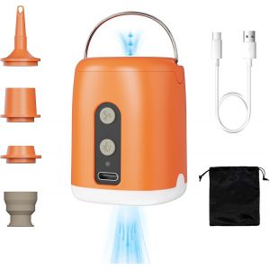 ChenQuanSarl-Gonfleur Matelas Gonflable, 1600 Mah Gonfleur Électrique Offrant Le Gonflage, Dégonflage, Éclairage Led 3 En 1, Rechargeable Pompe Matelas Gonflable Avec 4 Buses Pour Jouets De Piscine, - Neuf