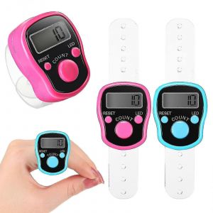 2 Pi&egrave;ces &Agrave; La Main Tenu Utile Affichage Num&eacute;rique Tricot Crochet Point Ligne Compte Bleu Rose Compteur Tricot Rang&eacute;e Compteur - Neuf