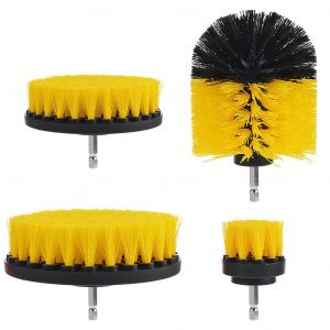 Ensemble de 4 brosses pour perceuse électrique, brosse de nettoyage ronde, jaune - Neuf