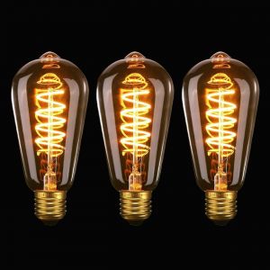 Vintage Edison Ampoule E27 Led St64, 4w Spirale Flexible Courbé Led Filament E27 Dimable Ampoule Décorative Antique Blanc Chaud 2200k, 40w Équivalent, Pour Café, Maison, Bars Et Restaurant,Lot De 3 - Neuf