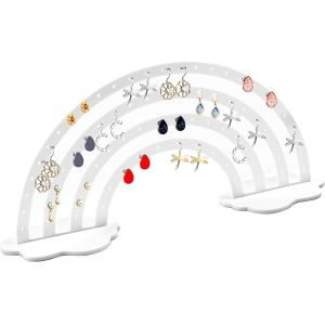 Nbgcm-Présentoir Bijoux Organisateur Boucles D'oreilles - Arc-En-Ciel Porte Support En Acrylique Avec 66 Trous De Suspension Pour 33 Paires D'oreilles, Le Rangement La Coiffeuse À Bijoux, (Blanc) - Neuf