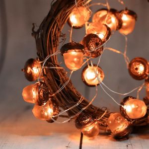 Bhhbb-Guirlande Lumineuse D'automne - 2 M - 20 Led - Guirlande Lumineuse D'extérieur - Batterie - Gland D'automne - Lumière Décorative Pour Thanksgiving, Noël, Mariage, Fête D'anniversaire - Neuf