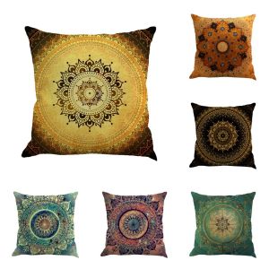 Taie D'oreiller, Lot De 6, Coton Et Lin, Imprimé, Indien, Hippie, Bohème, Coloré, Mandala, Fleurs, Housse De Coussin Carrée Pour Lit, Voiture, Maison, Canapé, 45 X 45 Cm - Neuf
