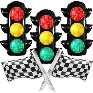 SJZG-Ballon En Aluminium Feux De Circulation Anniversaire D&eacute;coration Voiture De Course Ballons Cars Ballons F&ecirc;te D'Anniversaire Deco - Neuf