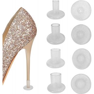 Kalanka-Protege Talon Chaussure Femme 4 Tailles, Brillant Embout Talon Femme Embout Talon Aiguille Bouchons De Talon Pour Herbe Protege Talon Aiguille Pour Les Ev&eacute;nements De Mariage (4 Paires Rondes) - Neuf