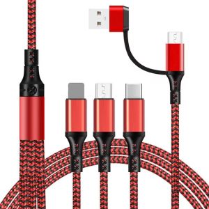 C&acirc;ble Multi Usb, 5 En 1 C&acirc;ble Universel [1.2M] Multi Usb C&acirc;ble De Chargement En Nylon Avec Micro Usb Type C C&acirc;ble Pour Phone Android Samsung Galaxy, Huawei, Honor, Oneplus - Neuf