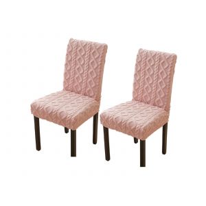 Lot de 2 housses de chaise universelles roses en jacquard - Neuf