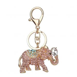 Strass Porte-Cl&eacute;s Porte-Cl&eacute;s Bague &Eacute;l&eacute;phant Forme Porte-Cl&eacute;s Alliage Porte-Cl&eacute;s Sac D&eacute;coration (Rose) - Neuf