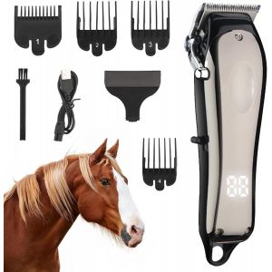 Tondeuse Sans Fil Pour Chevaux, Tondeuse &Eacute;lectrique Pour Animaux De Compagnie Avec Lames Interchangeables, Silencieuse Tondeuse Pour Animaux Chien Chat &Agrave; Poil Long Et Epais - Neuf