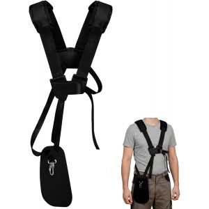 MEVRONISSHOP-Harnais D&eacute;broussailleuse, Sangle de Tondeuse &agrave; Gazon R&eacute;glable, Bandouli&egrave;re Double pour Coupe-Herbe D&eacute;broussailleuse et Outils de Jardin,Noir - Neuf