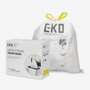Easy-Dispense Roll Lot De 80 Petits Sacs Poubelle Extra Résistants Avec Cordon De Serrage, 10 À 15 L, Blanc, Code C - Neuf
