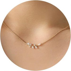 Collier Délicat Avec Pendentif En Or Plaqué Or 14 Carats, Délicat, Petit C?ur, Étoile, Feuille, Zircone Cubique, Collier Simple, Bijoux De Tous Les Jours Pour Femmes - Neuf