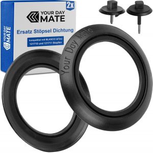 JGD-Bouchon de rechange Joint, 2 pi&egrave;ces, compatible avec les bouchons BLANCO InFino 121710 et 121711, ext&eacute;rieur 52 mm, int&eacute;rieur 34 mm, en silicone, anneau d'&eacute;tanch&eacute;it&eacute; Bouchon d'&eacute;coulement &Eacute;vier - Neuf