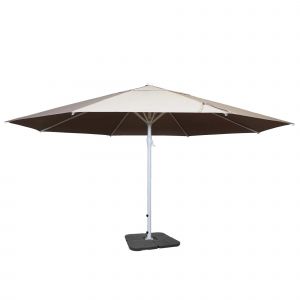 Parasol De Jardin Terrasse &Oslash; 5 M Aluminium Avec Manivelle Toile Polyester Cr&egrave;me Beige R&eacute;sistante Avec Pied Modulable Inclus 04_0010938 - Neuf