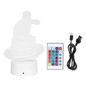 Veilleuse 3D en acrylique avec telecommande et port USB, 7 couleurs, ideale pour un film ou une table (blanche) - Neuf