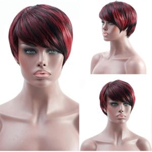 Short Pour Les Femmes Courte Droite Femmes Perruque Avec Frange Cosplay Perruque Synth&eacute;tique Pleine Perruque - Neuf