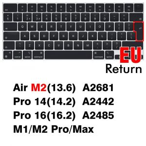 Couverture de clavier transparente pour Macbook Air 13 M2 Pro 13 M1 Pro14 15 16 Retina 11,coque de protection en Silicone A2337 A2779 A2681 - Type EU Air 13 Pro 14 16 - Neuf