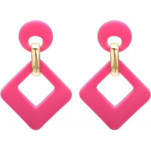 Kal-Boucles D'oreilles Acrylique Carré/Coeur Rose Boucle D'oreille Pendante Piercing Cute Bijoux - Neuf