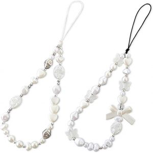 Kalcx-2pcs-Lanière De Téléphone En Perles,Chaîne Anti-Perte De Téléphone,Cordon Telephone Portable Bijoux,Bijoux De Telephone,Dragonne Bijoux Telephone Portable - Neuf