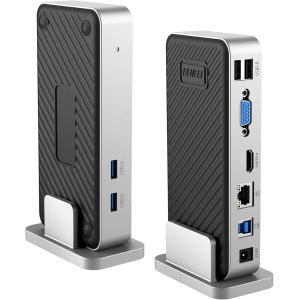 Station D'Accueil Universelle Usb 3.0 Double Moniteur Hdmi Vga Compatible Avec Windows Et Mac,Entr&eacute;e Usb 3.0 Ou Usb-C,(Double Affichage Hdmi Et Vga,Gigabit Ethernet Et 4 Ports Usb) - Neuf