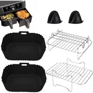 Dual Zone Lot de 6 accessoires pour friteuse &agrave; air chaud avec moule en silicone Airfryer Compatible avec Ninja AF300EU, AF400EU, Cecotec, Ultenic K20 7,6L-9,5L Double Friteuse Air Fryer - Neuf