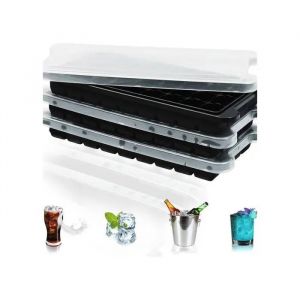 3 Moules &Agrave; Gla&ccedil;ons Silicone 108 Cubes Avec Couvercle : Pr&eacute;paration Facile Et Rapide De Gla&ccedil;ons Pour Boissons Et Aliments B&eacute;b&eacute;s! - Neuf