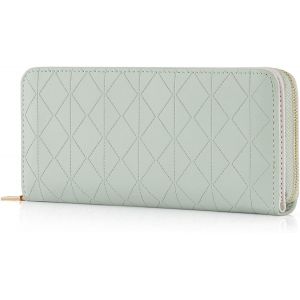 CAUC-Portefeuille Femme Grande Capacit&eacute; Porte Monnaie Femme Portefeuilles et Porte-Cartes Long Format avec Nombreux Compartiments et Porte-Cartes, Vert - Neuf