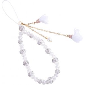 KALANKA-1 Pcs Lani&egrave;re de T&eacute;l&eacute;phone Portable, Cha&icirc;ne de Pendentif de T&eacute;l&eacute;phone Portable Anti-Perte, Accessoires de D&eacute;coration de T&eacute;l&eacute;phone Portable Dragonne Bracelet Porte-cl&eacute;s(Blanc) - Neuf