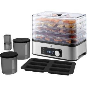 Ulteronixshop-KITCHENminis D&eacute;shydrateur, 400 W, Inox, 5 Plateaux sans BPA, Programmable Fruits s&eacute;ch&eacute;s l&eacute;gumes champignons d&eacute;shydrat&eacute;s barres de c&eacute;r&eacute;ales, Cromargan 0415250011 - Neuf
