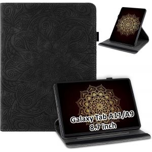 LORANKA-Coque pour Samsung Galaxy Tab A11 2025/A9 2023 8.7"", Housse PU Cuir avec Rotatif 360&deg; Support & Fentes Cartes, Cover Protection &Eacute;tui pour Galaxy Tab A11/A9 SM-X133/X135/X110/X115, Noir - Neuf